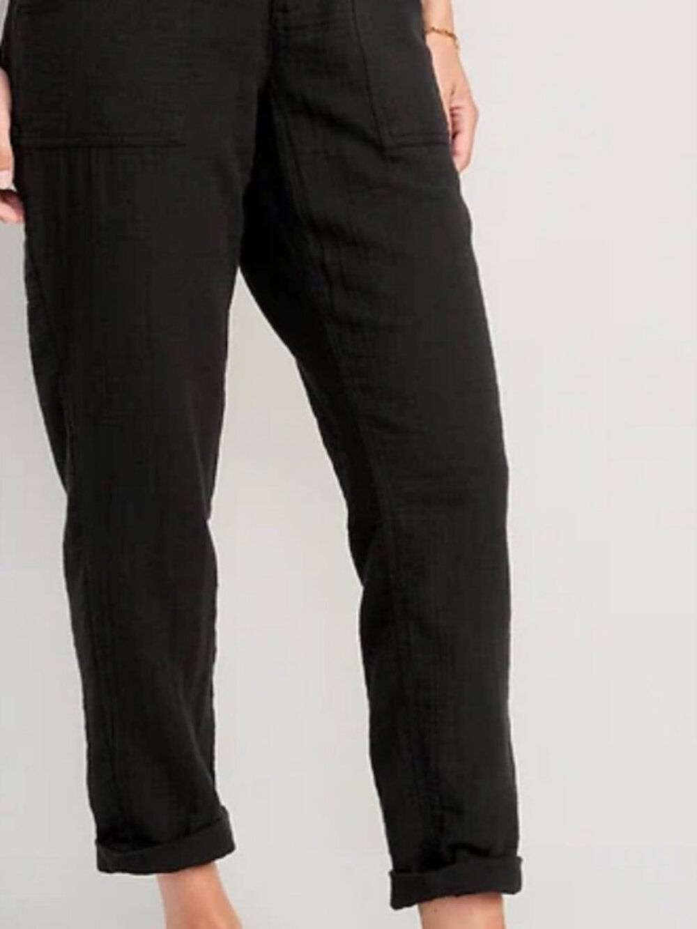 Old Navy High-Waisted Slouchy Cropped  Pants | Black | 100% Cotton | Size 14